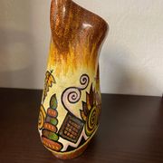 Pichet quimper fouillen faience annees 50/60 forme oblique decor ajoncs