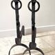 Pair of vintage steel brutalist andirons