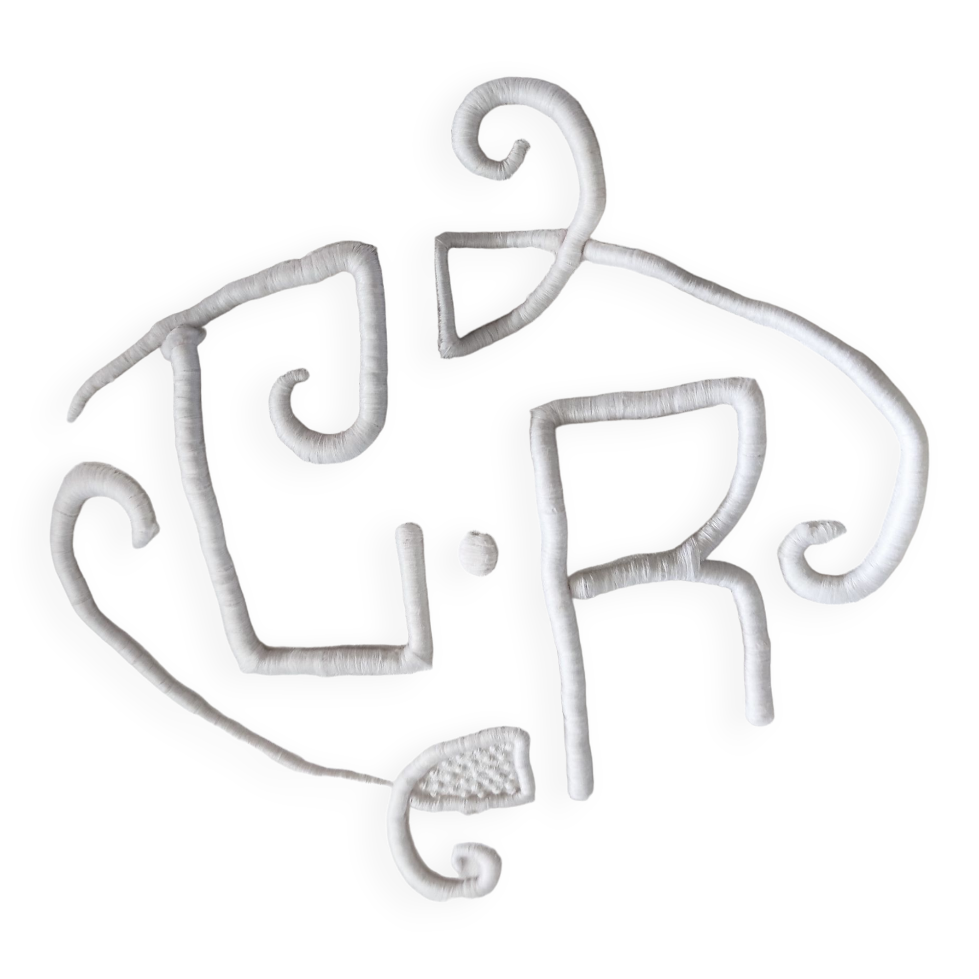 Large monogrammed old embroidered sheet of 235 cm x 330 cm material: linen and cotton