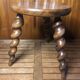 Charles Dudouyt style tripod milking stool vintage twisted wood #a583