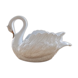 Large empty swan ceramic pocket