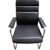 Set of 6 Black leather Thonet chairs