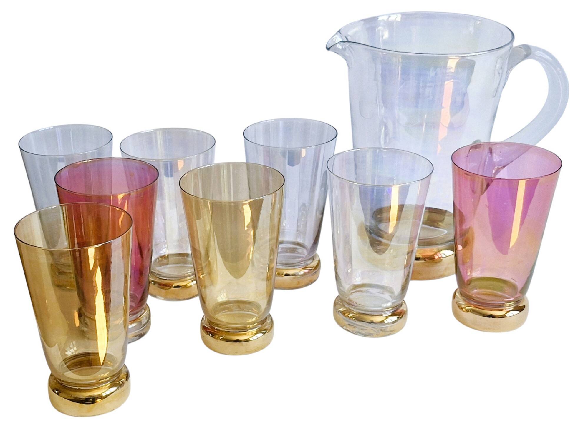 Orangeade set in colored glass