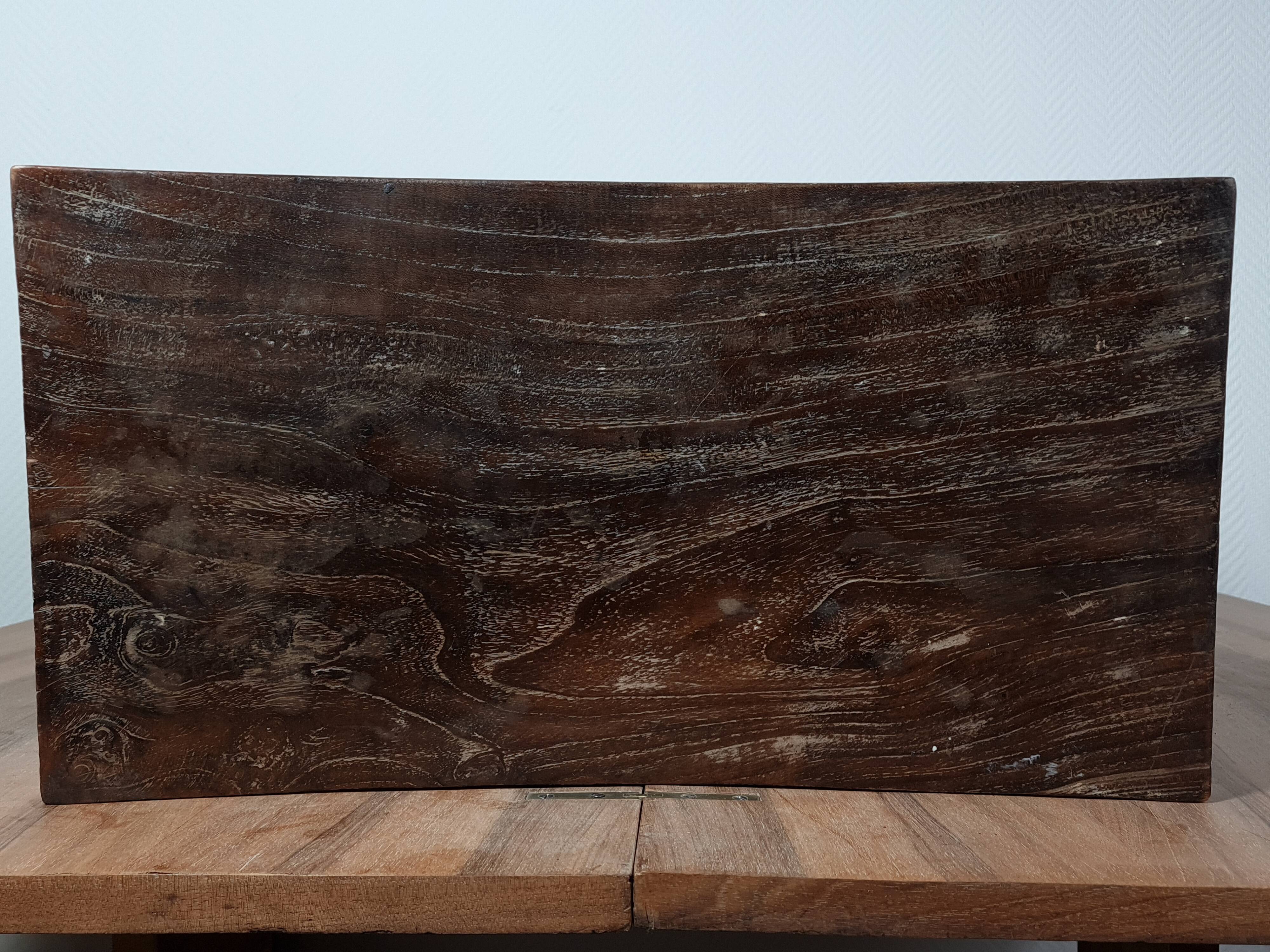 Pair of bar stool in cerused teak beautiful patina 74x50x26 cm.