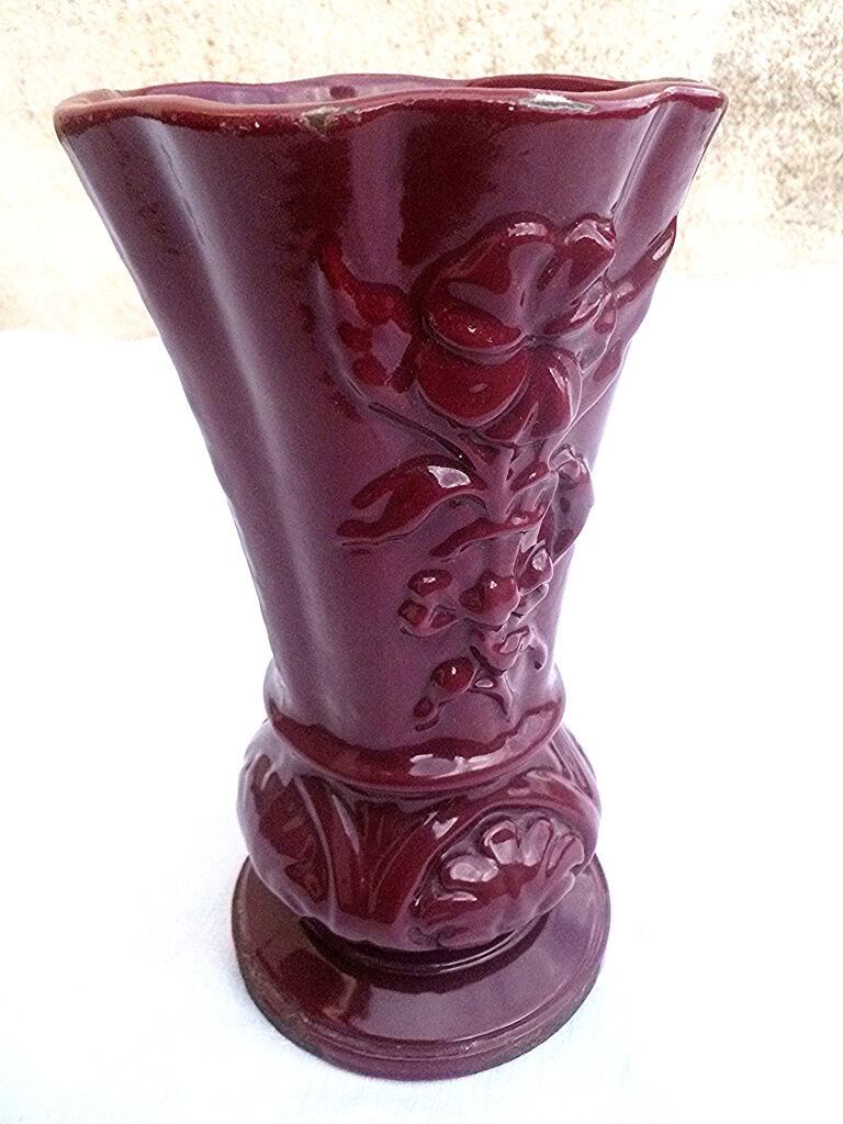 Enamelled cast iron vase, vintage