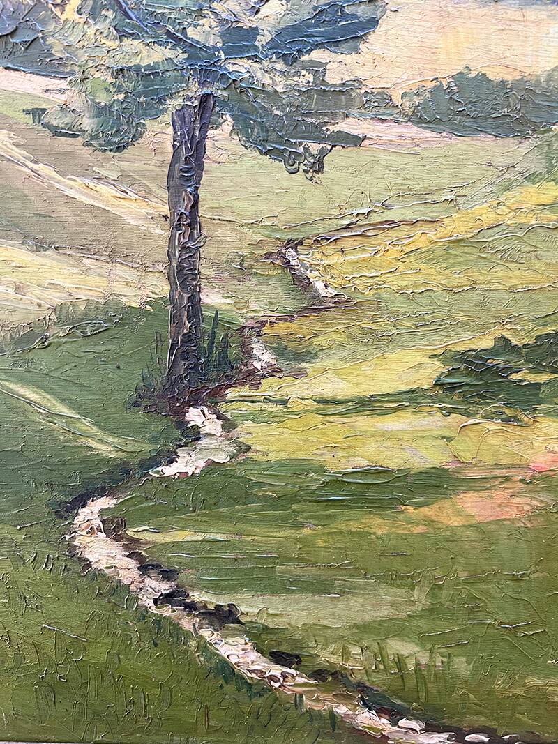 Painting "The Tree in the Valley", oil on panel, signed, 1936