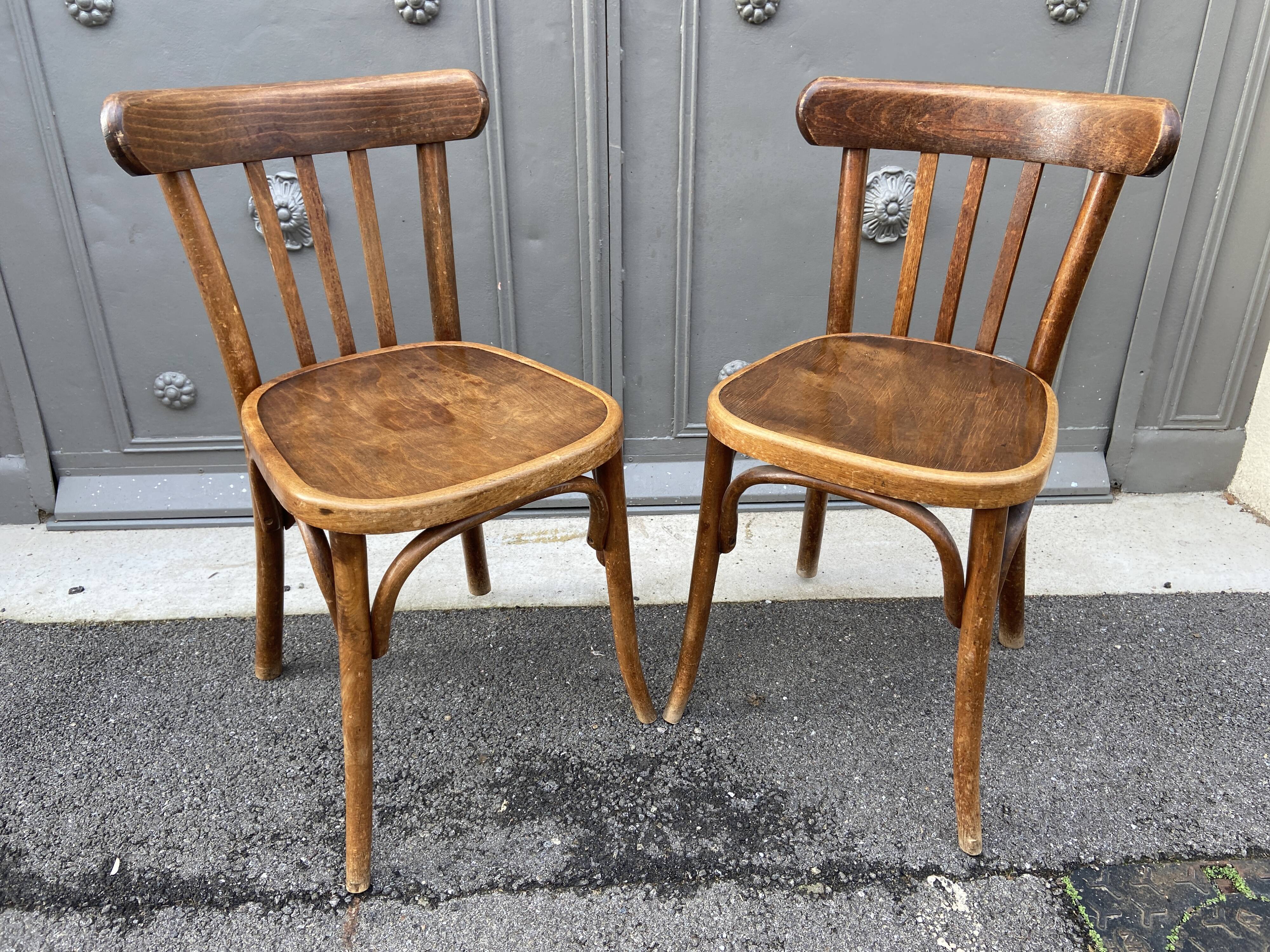 Pair of vintage 60s curved wood coffee chairs