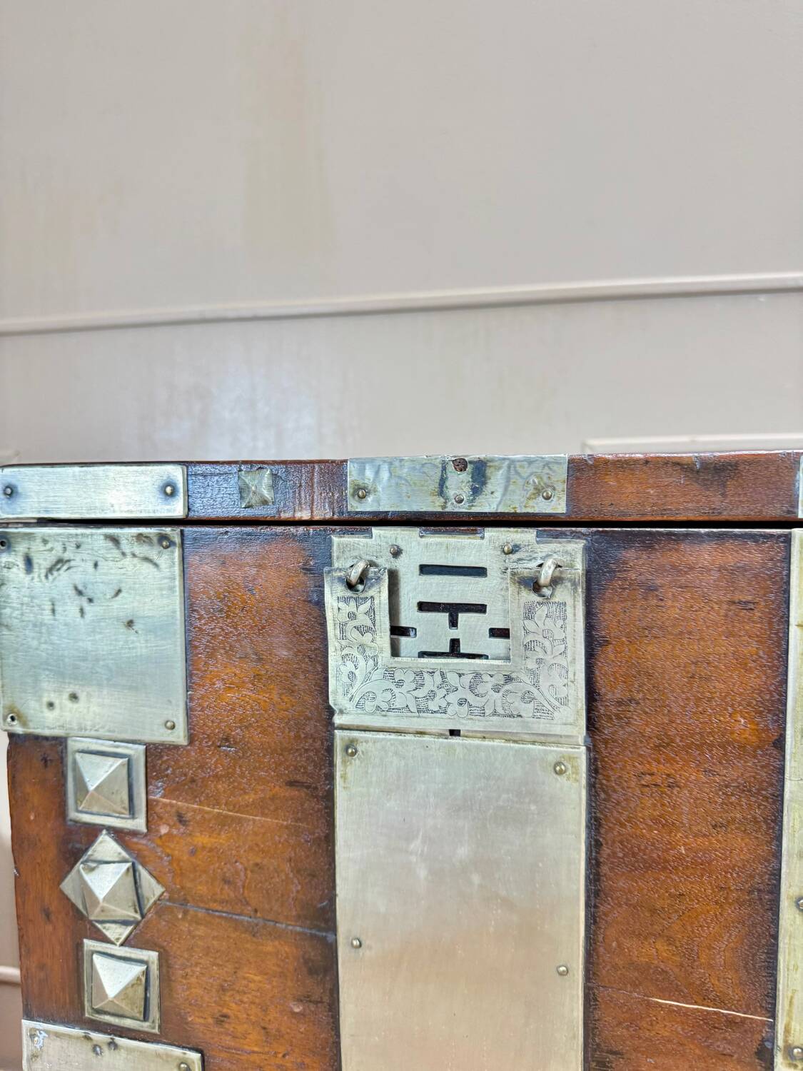 19th Century Korean Wooden and Brass Storage Chest