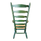Vintage transparent green wooden arm chair / rush seat / high back ladder chair