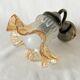 Vintage brass swan neck wall light with opaline tulip flower