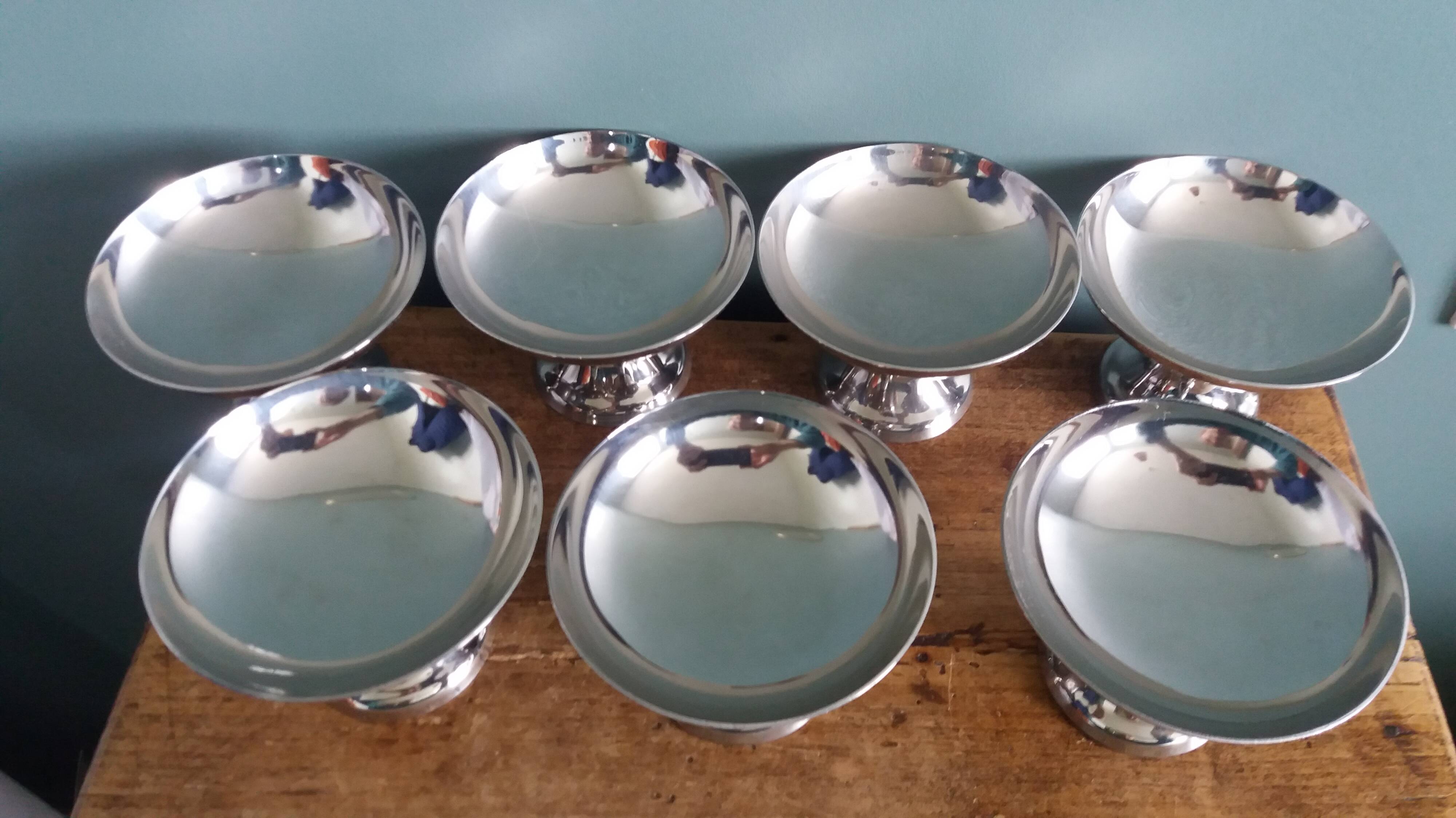 Guy Degrenne stainless steel ice cream bowls