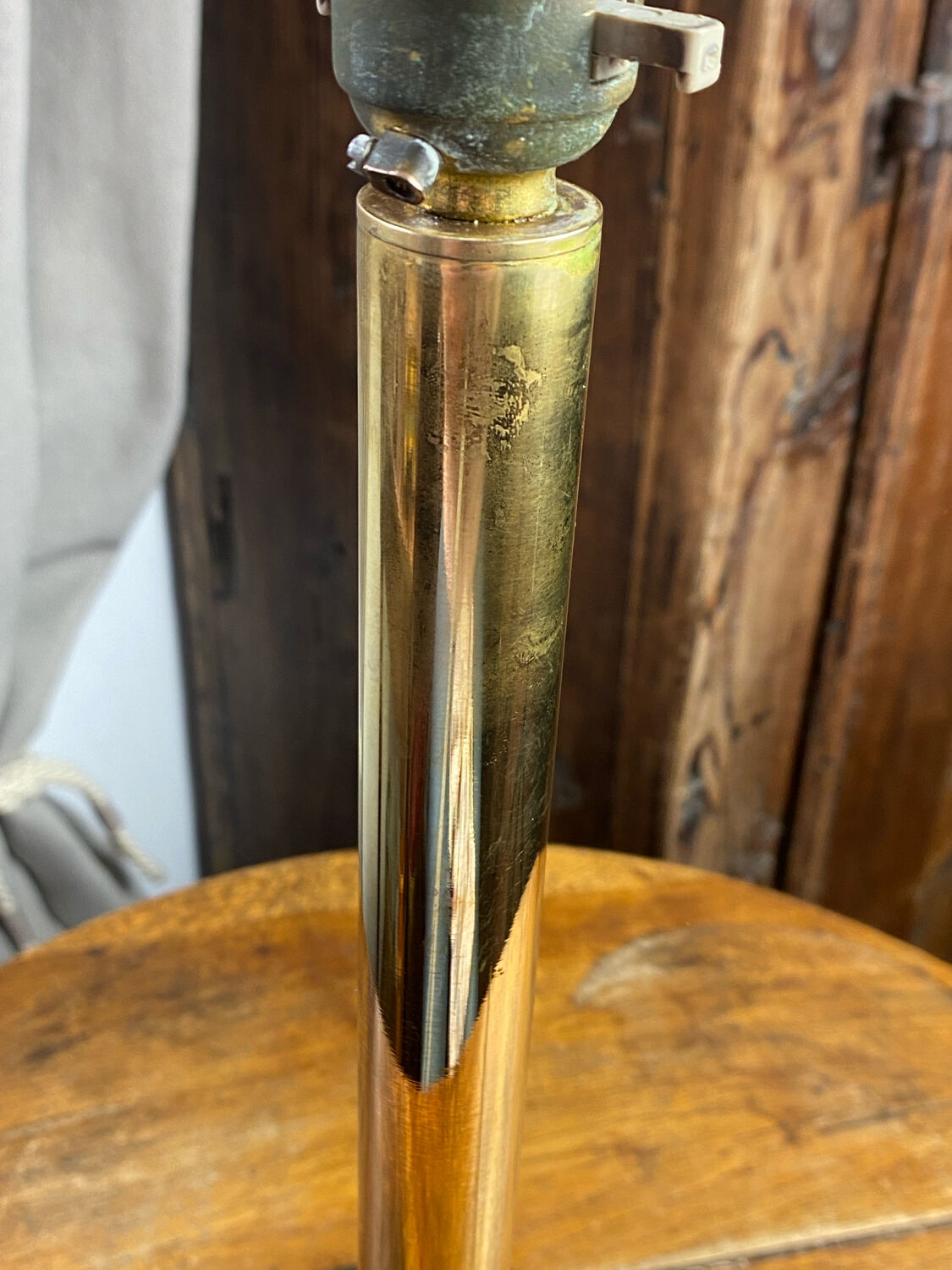 Brass lamp with pleated shade