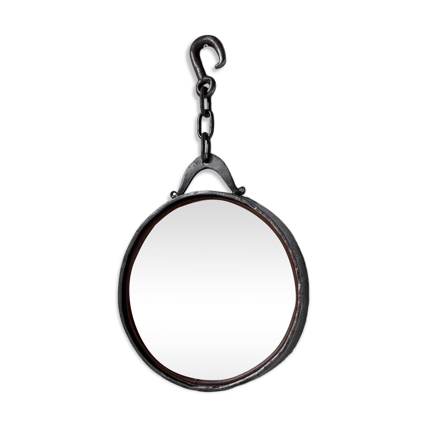 Miroir brutaliste métal et chaîne 1950