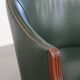 Set of 2 Green Cowhide Leather and Wooden Side/Dining/Office Chairs