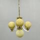 Art Deco Brass and Opaline Glass Chandelier, 1930s