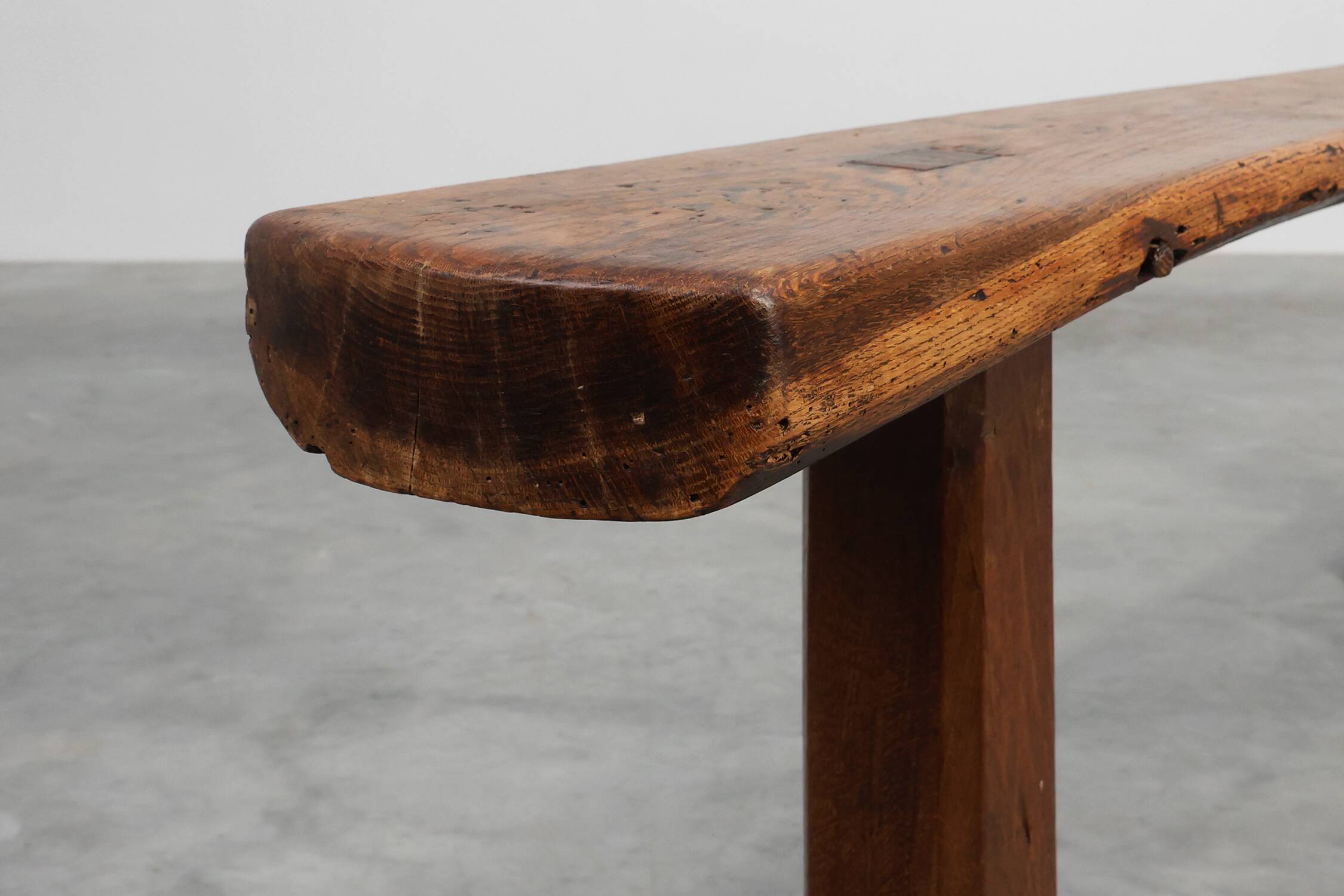 Rustic oak bench, France, Mid 19th century