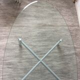 Design coffee table in beveled glass and steel foot