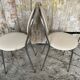 SOUDEXVINYL Chair Pair Chrome Metal + White Skai 70s Vintage #
