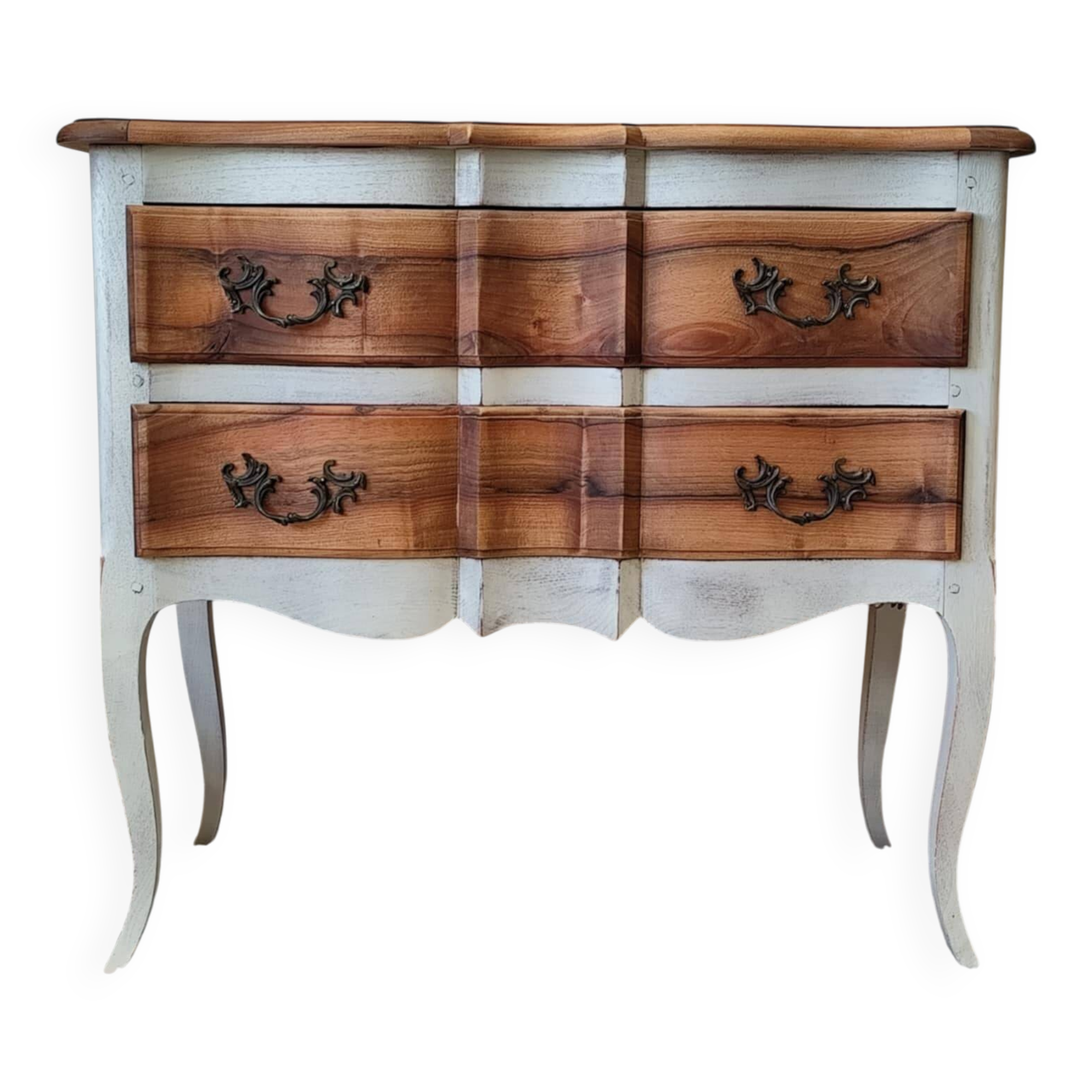 Walnut crossbow chest of drawers