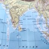 Vintage map Asia China Japan USSR India 43x43cm from 1950