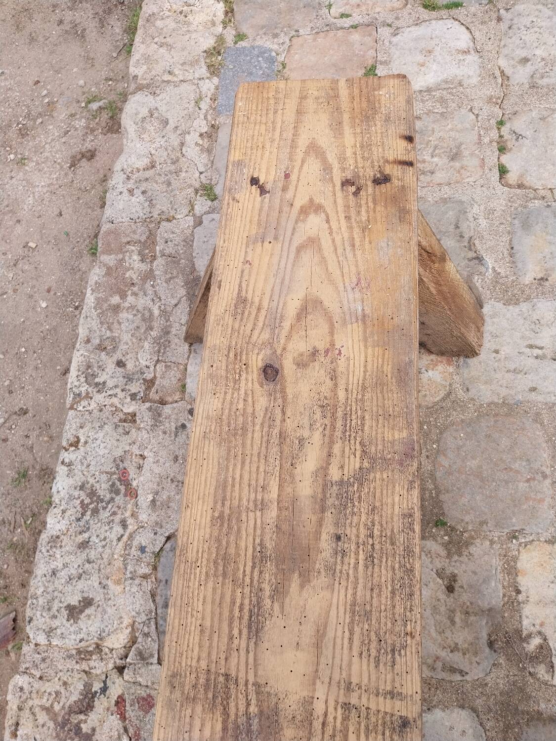 Grand banc ancien bois brut