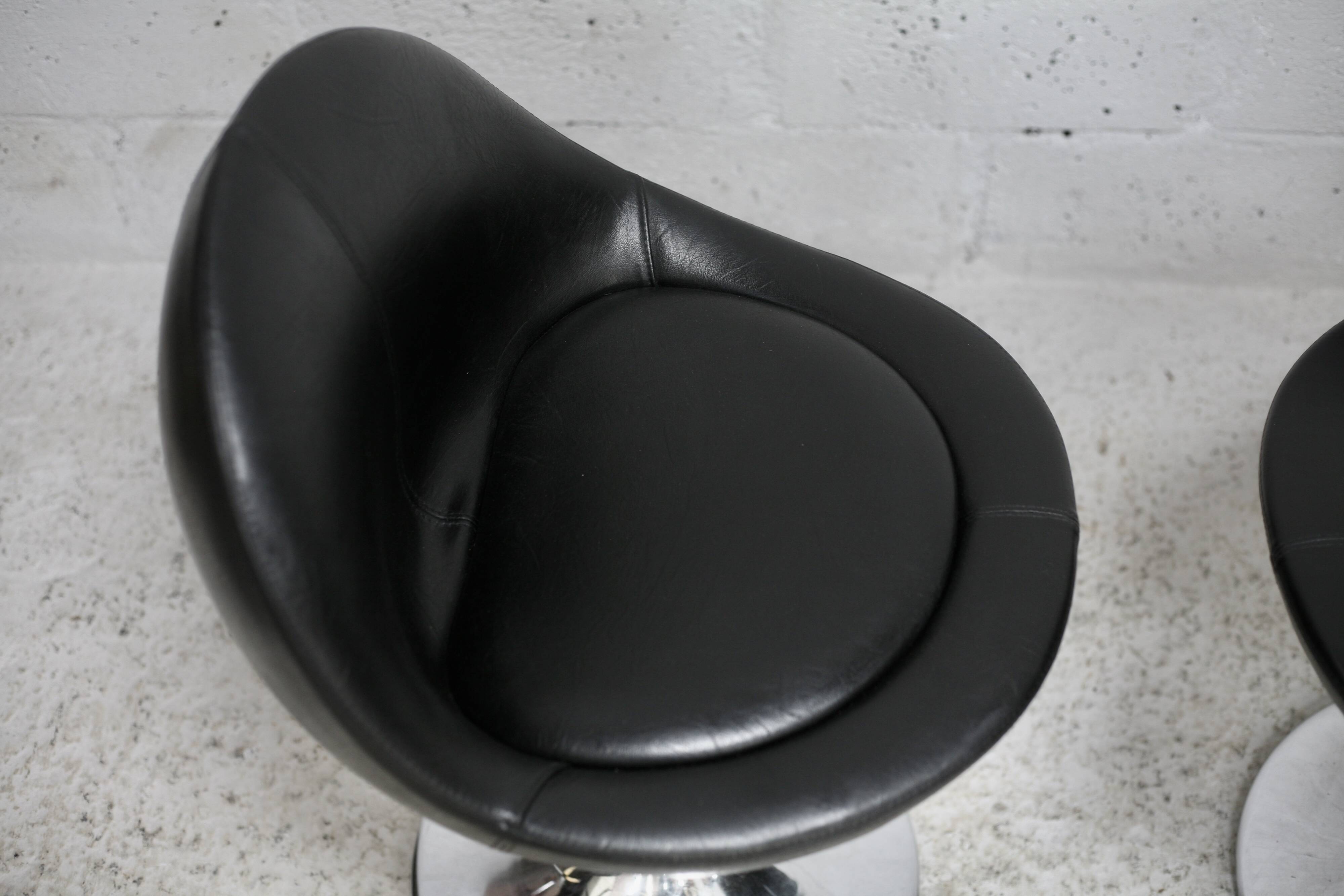 pair of "space age" swivel chairs. Sweden, circa 1965