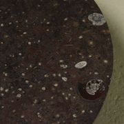 Rare fossil stone and steel coffee table by Metaform 1970s