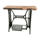 Cast iron and solid wood side table