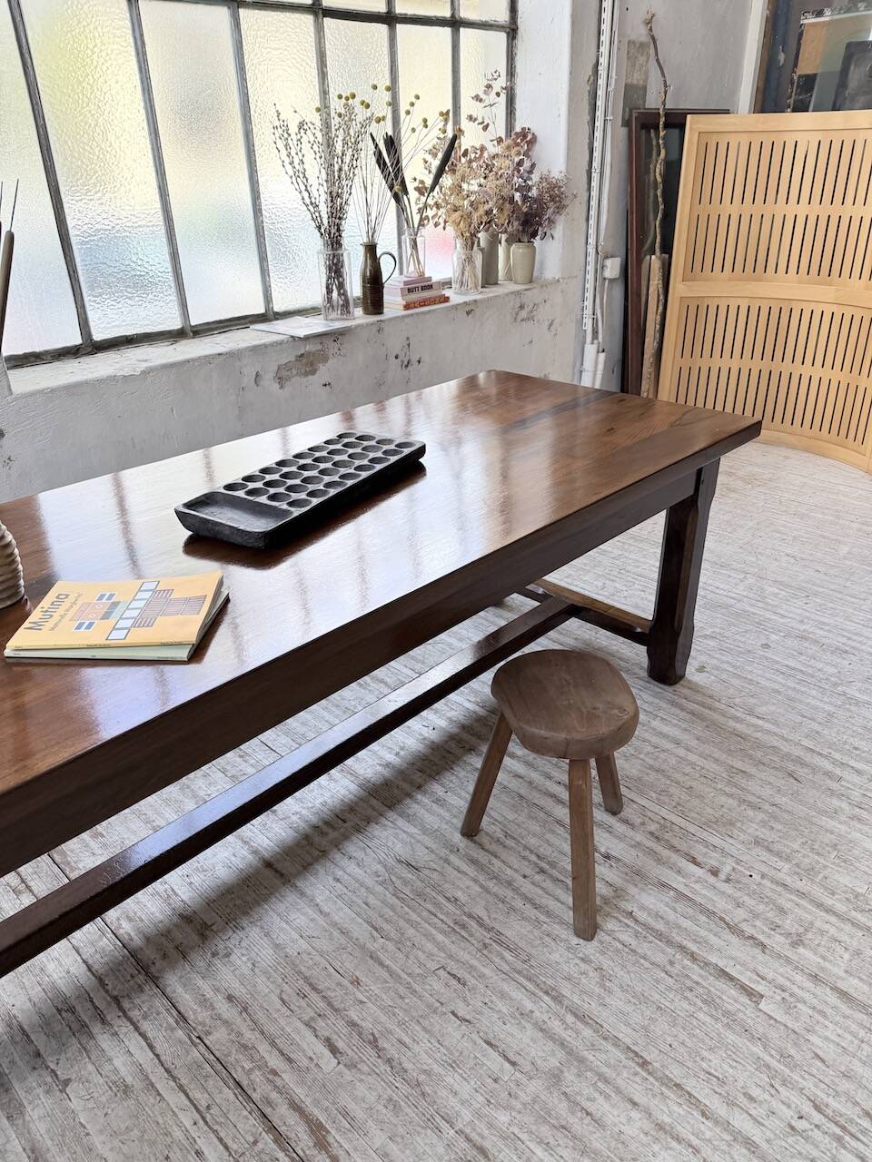 Table de ferme campagne noyer massif XL 250cm