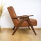 Fauteuil vintage en simili cuir marron