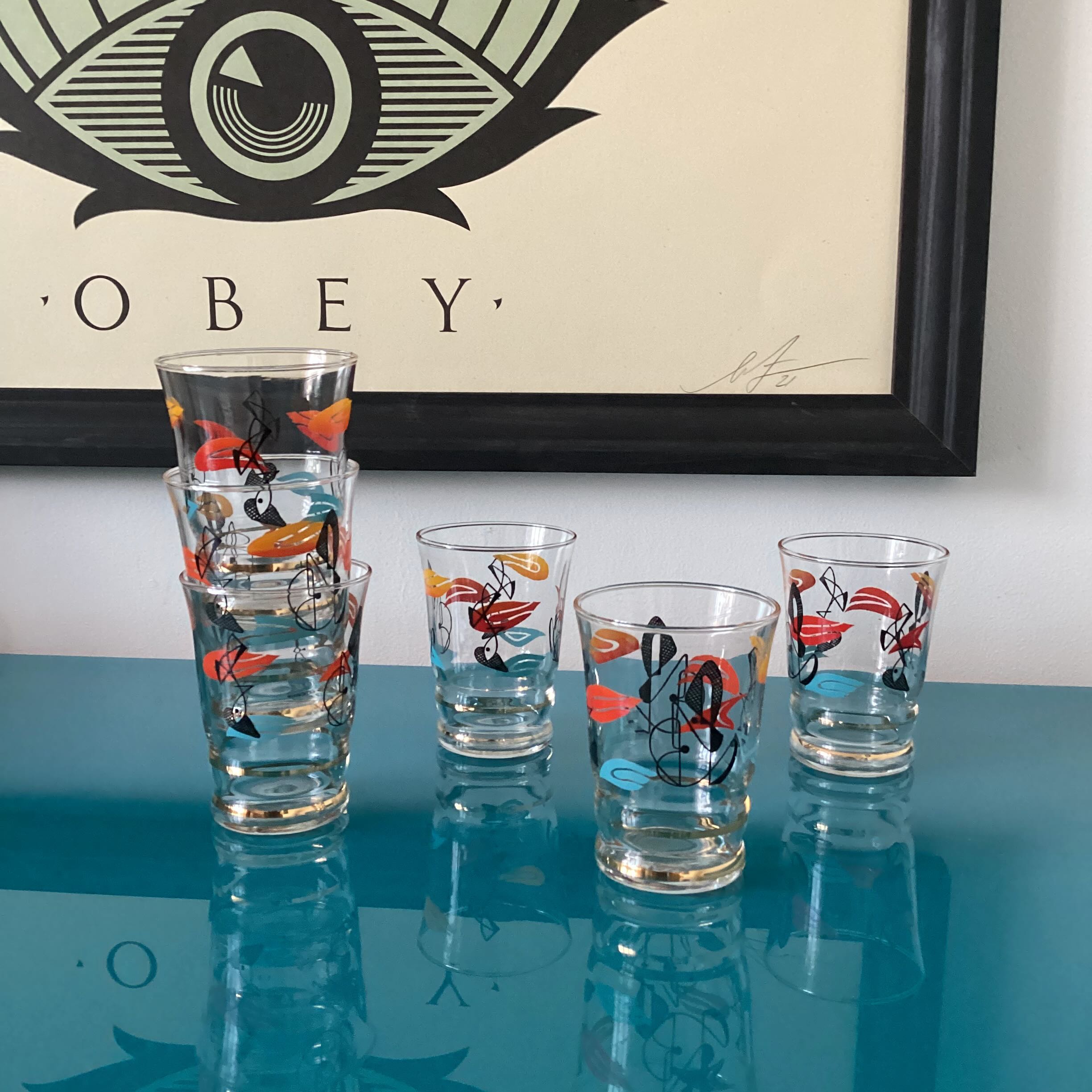 Set of 6 glasses 60s