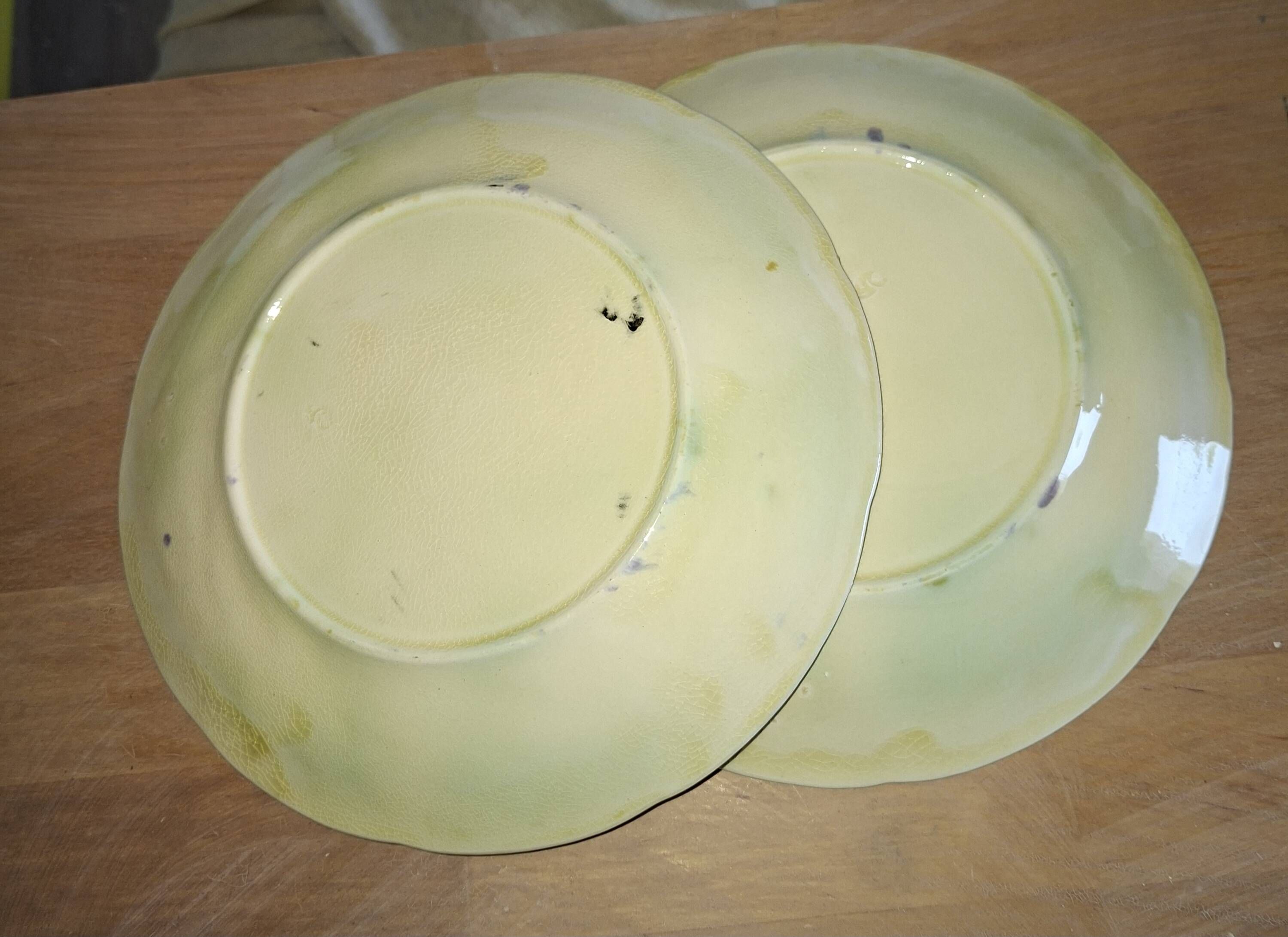 Assiettes barbotine grappes de raisin Onnaing fin XIXème