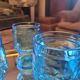 4 blue orangeade glasses – Italy 70’s, embossed fruit