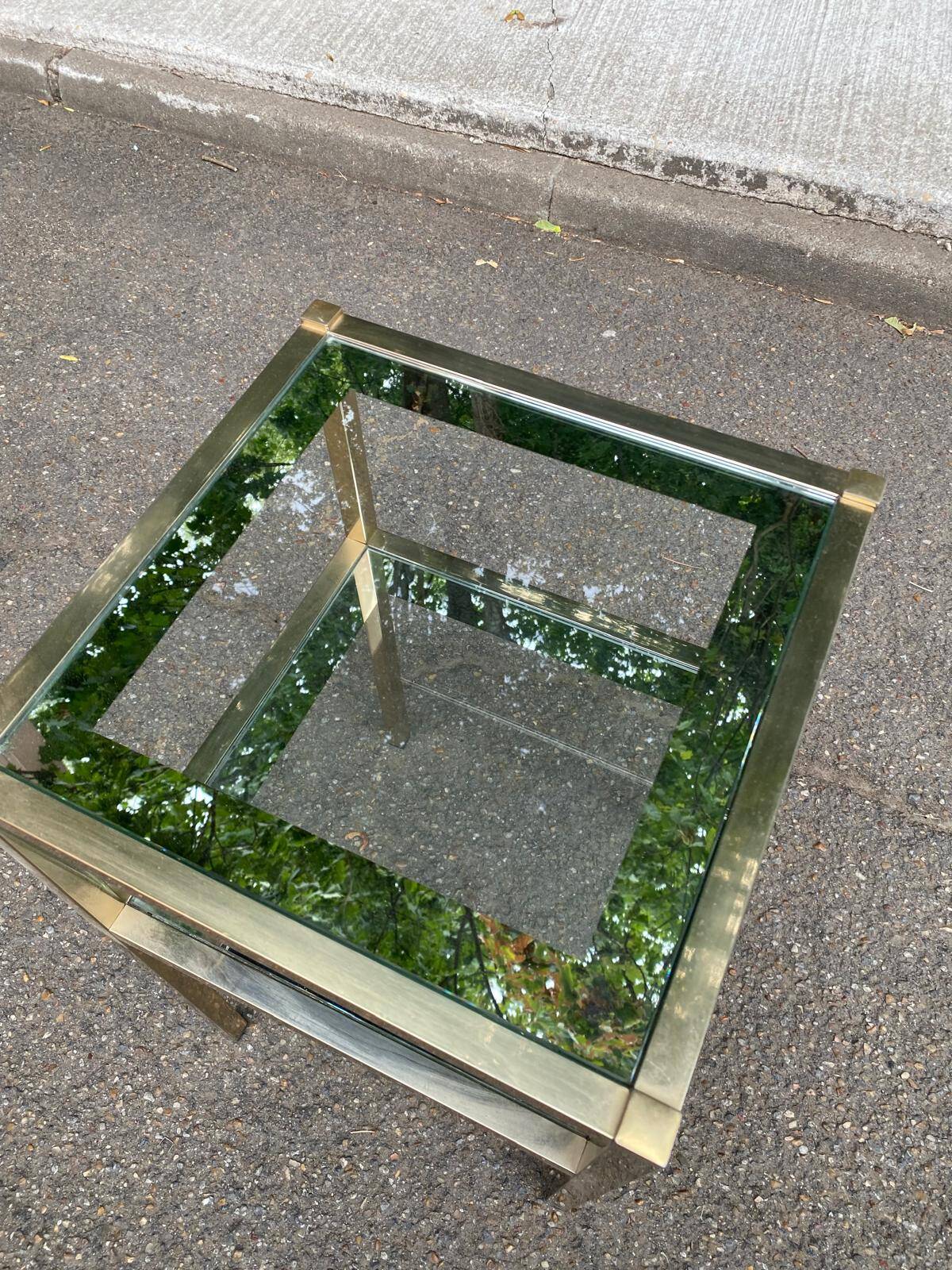 2 bedside tables, end tables in brass and transparent glass Maison Ja