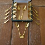 Box 12 golden spoons with mocha - model pompadour alfenide for christofle
