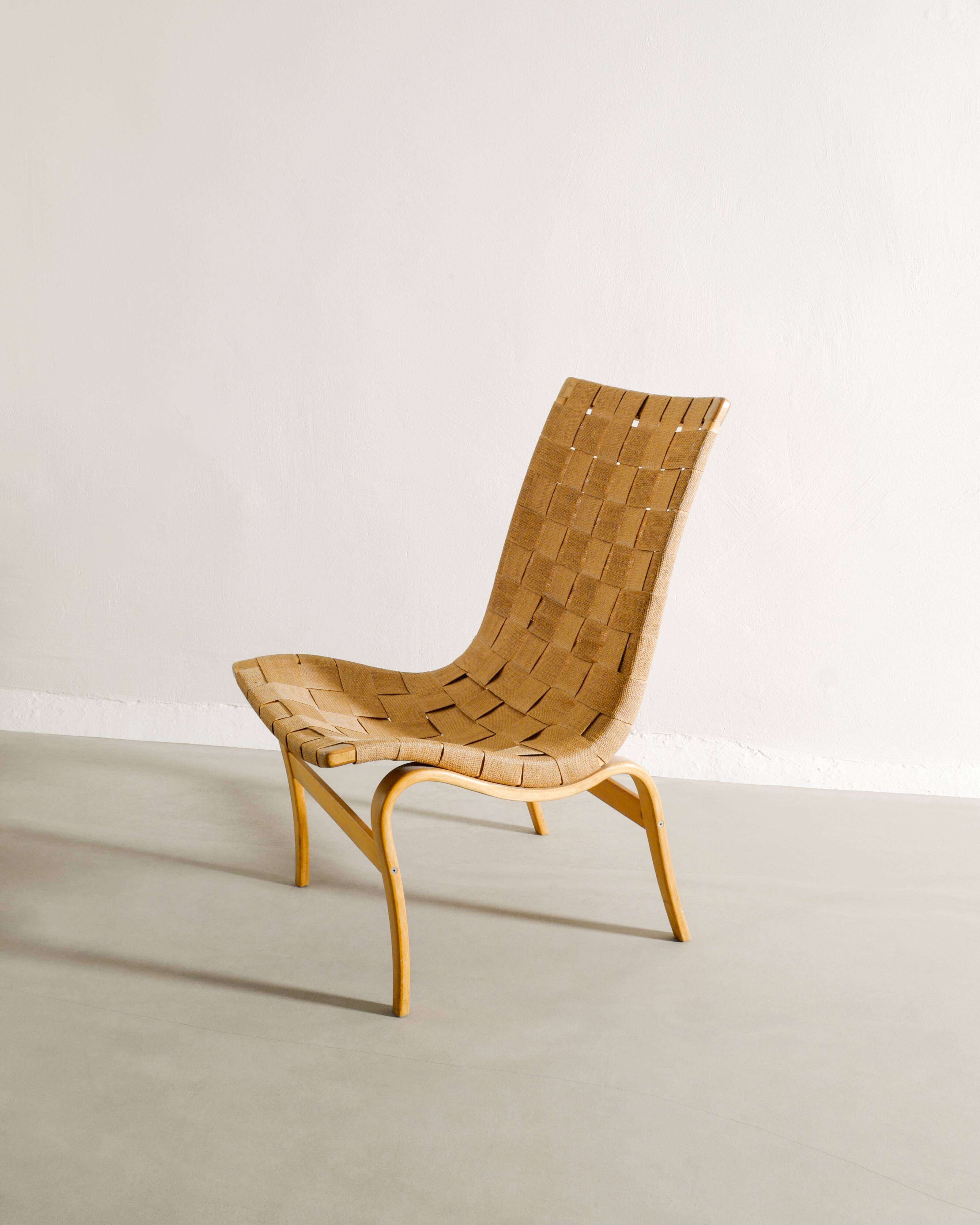 Swedish Sculptural Mid Century Wooden Armchair by Bruno Mathsson, 1960s