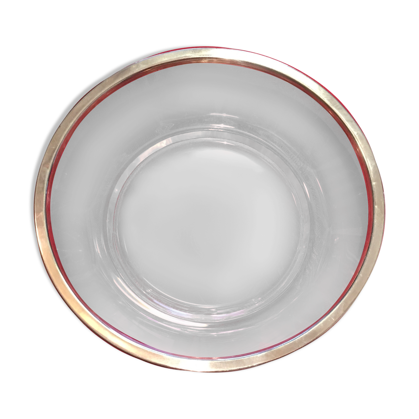 Very beautiful crystal cup with silver metal rim