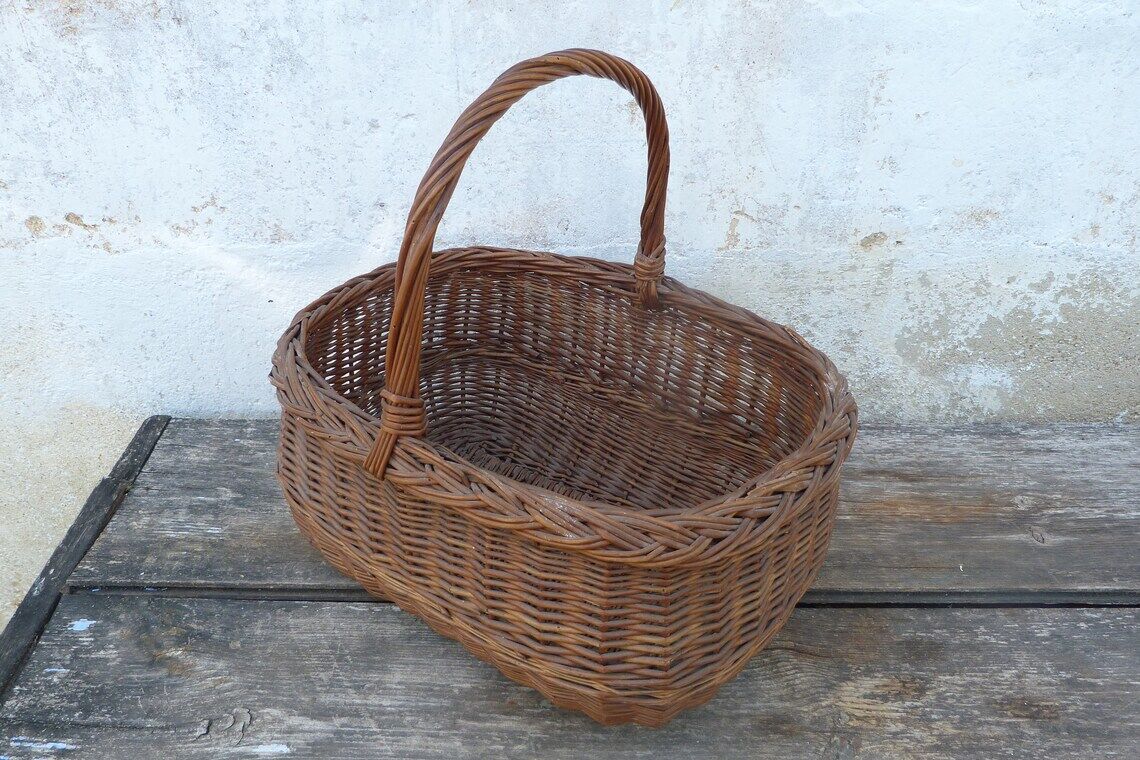 Old hand-woven wicker basket