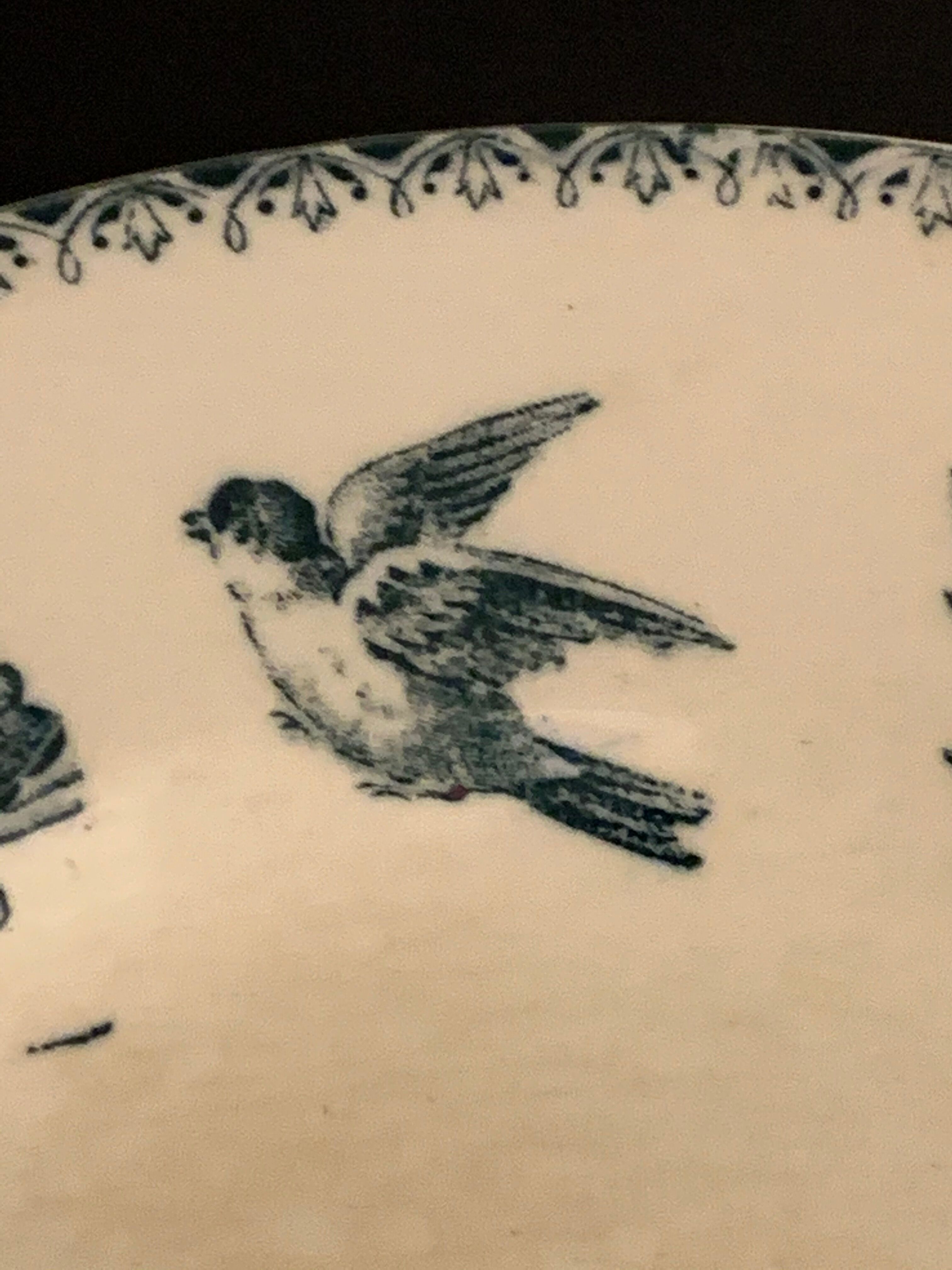 6 old blue flat plates La Samaritane Terre de Fer