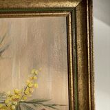 Old painting still life bouquet of flowers