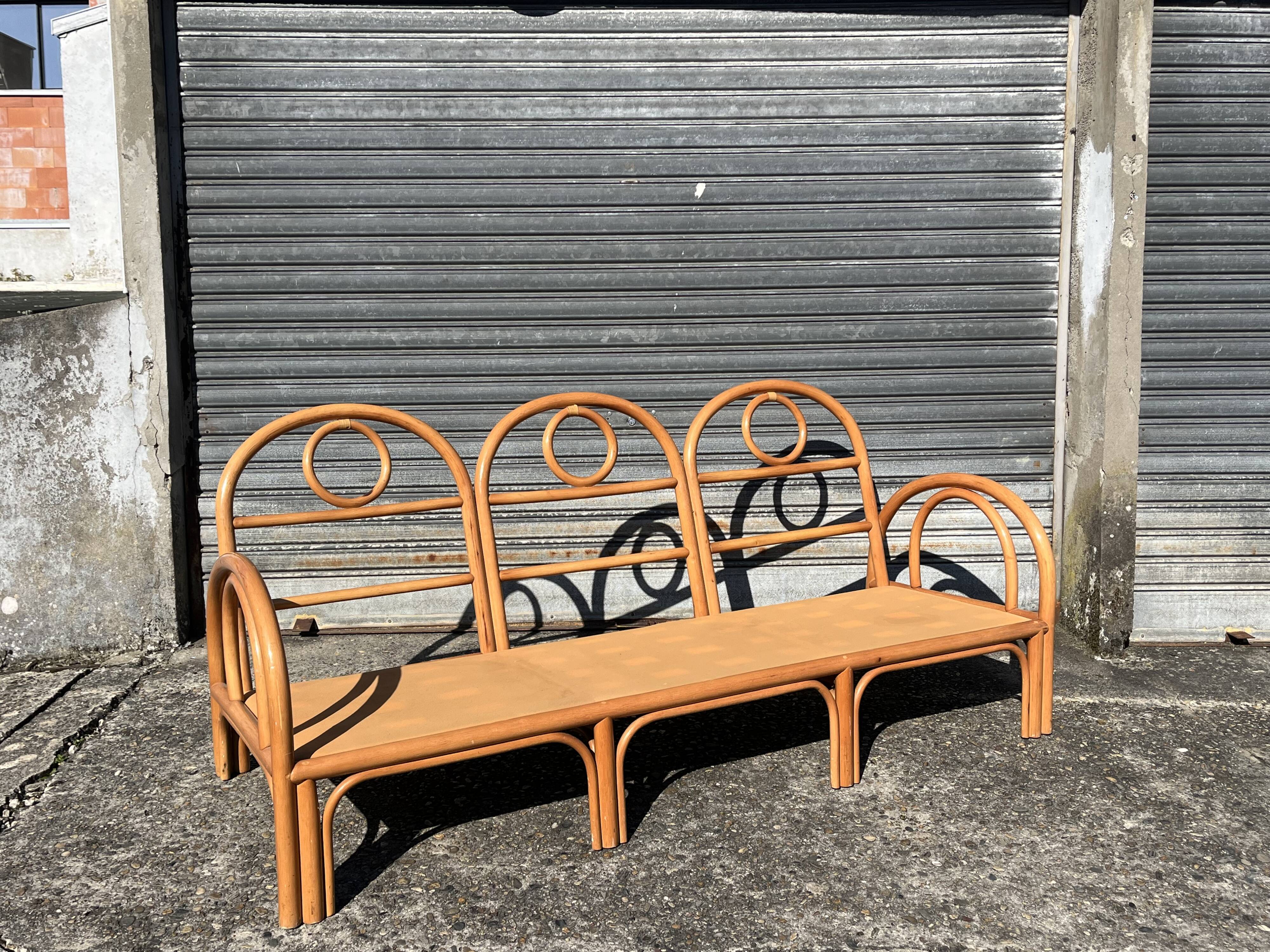 Vintage bamboo rattan sofa