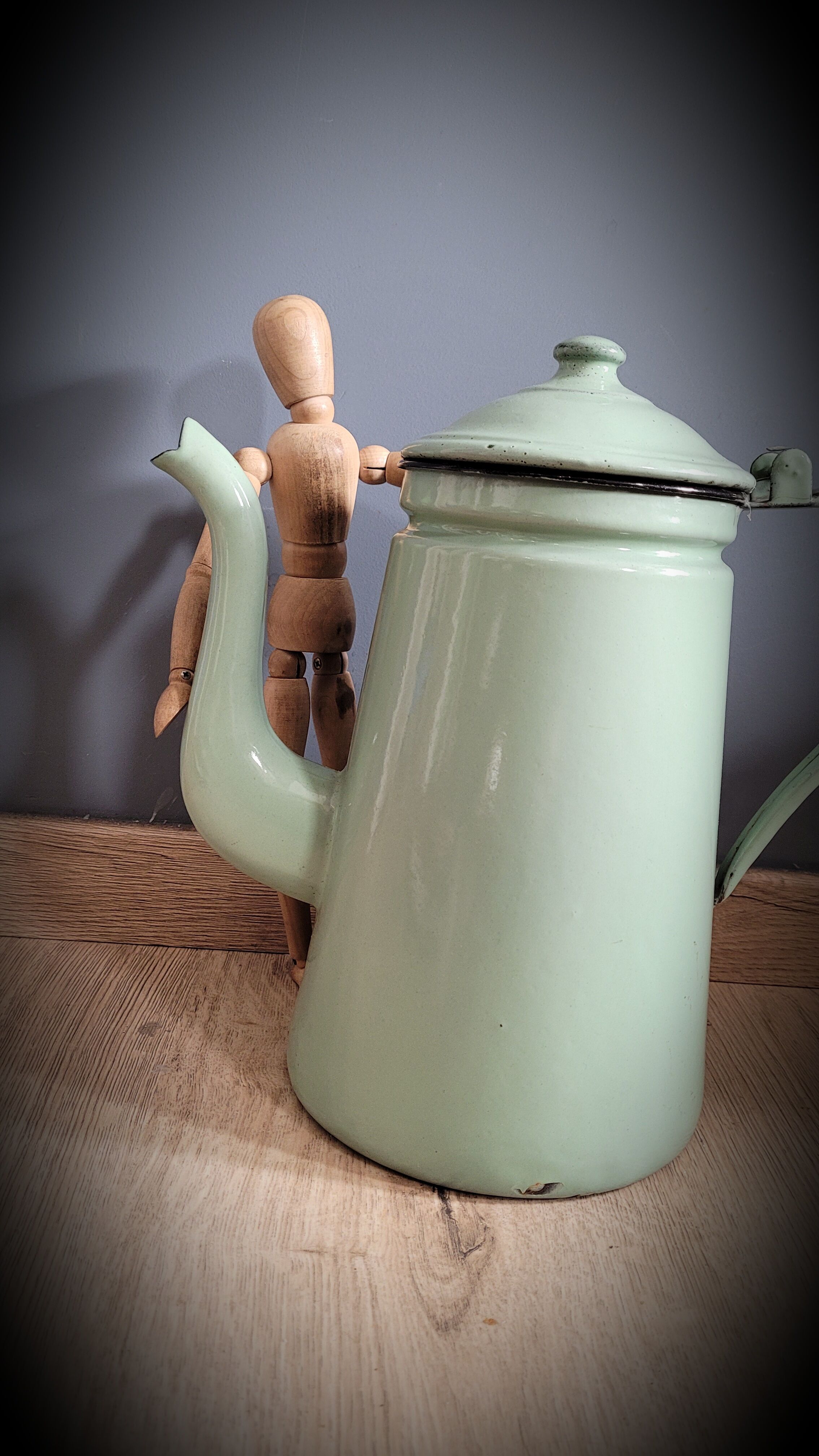 Light green enamelled coffee maker