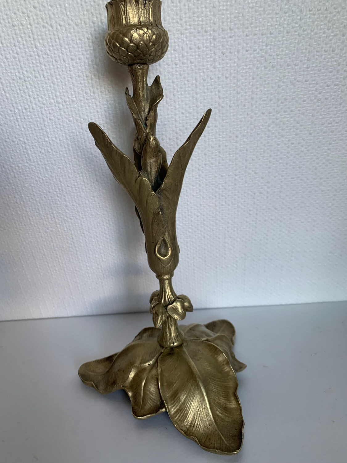 Art Nouveau brass candle holder