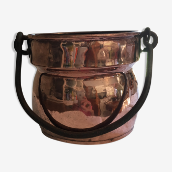 Old copper pot cover with cove