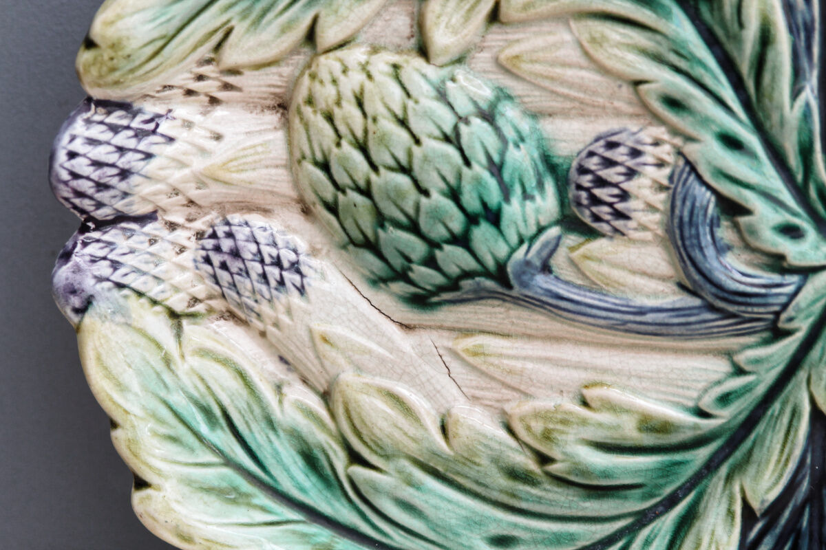 Slurry dish, Lunéville, artichokes and asparagus décor