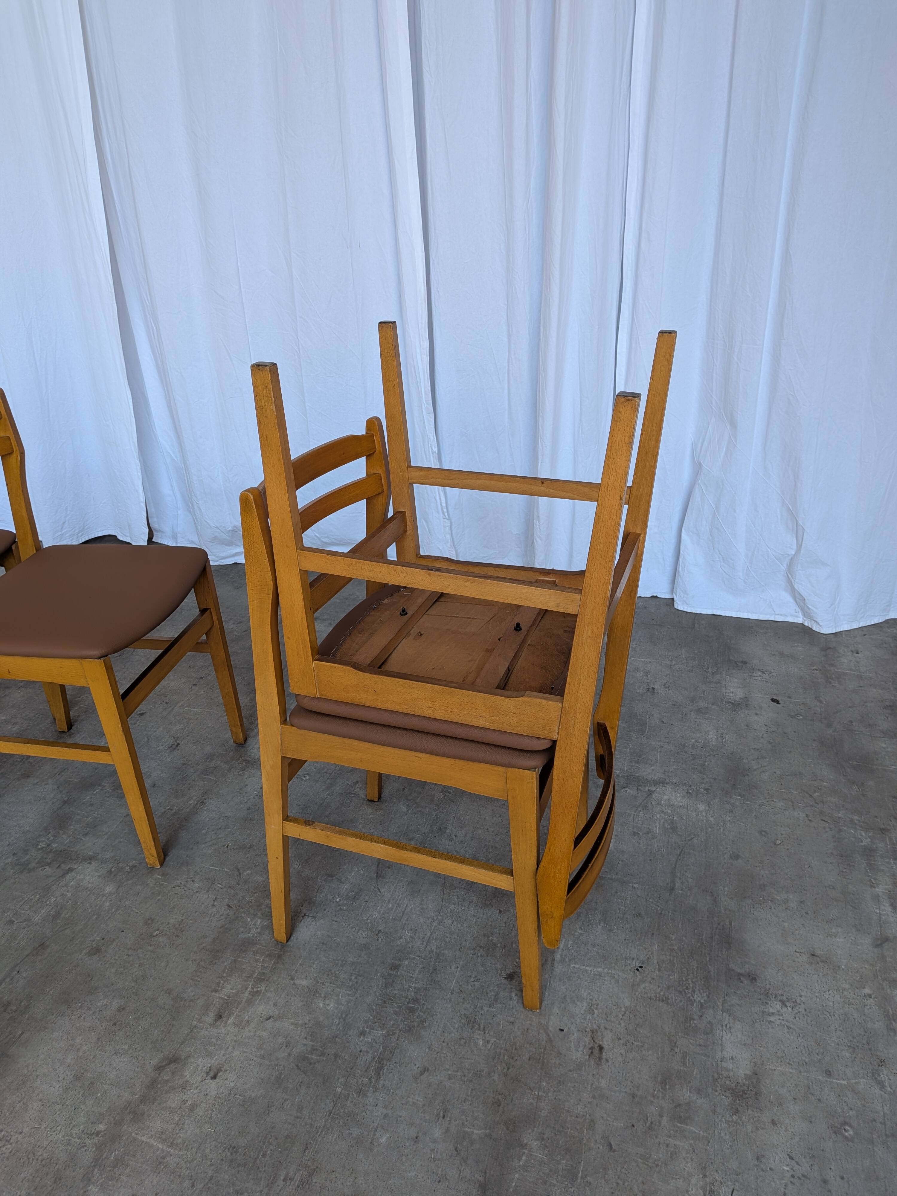 Set of 14 Vintage Scandinavian Dining Chairs / Yugoslav Wooden Bistro Chair