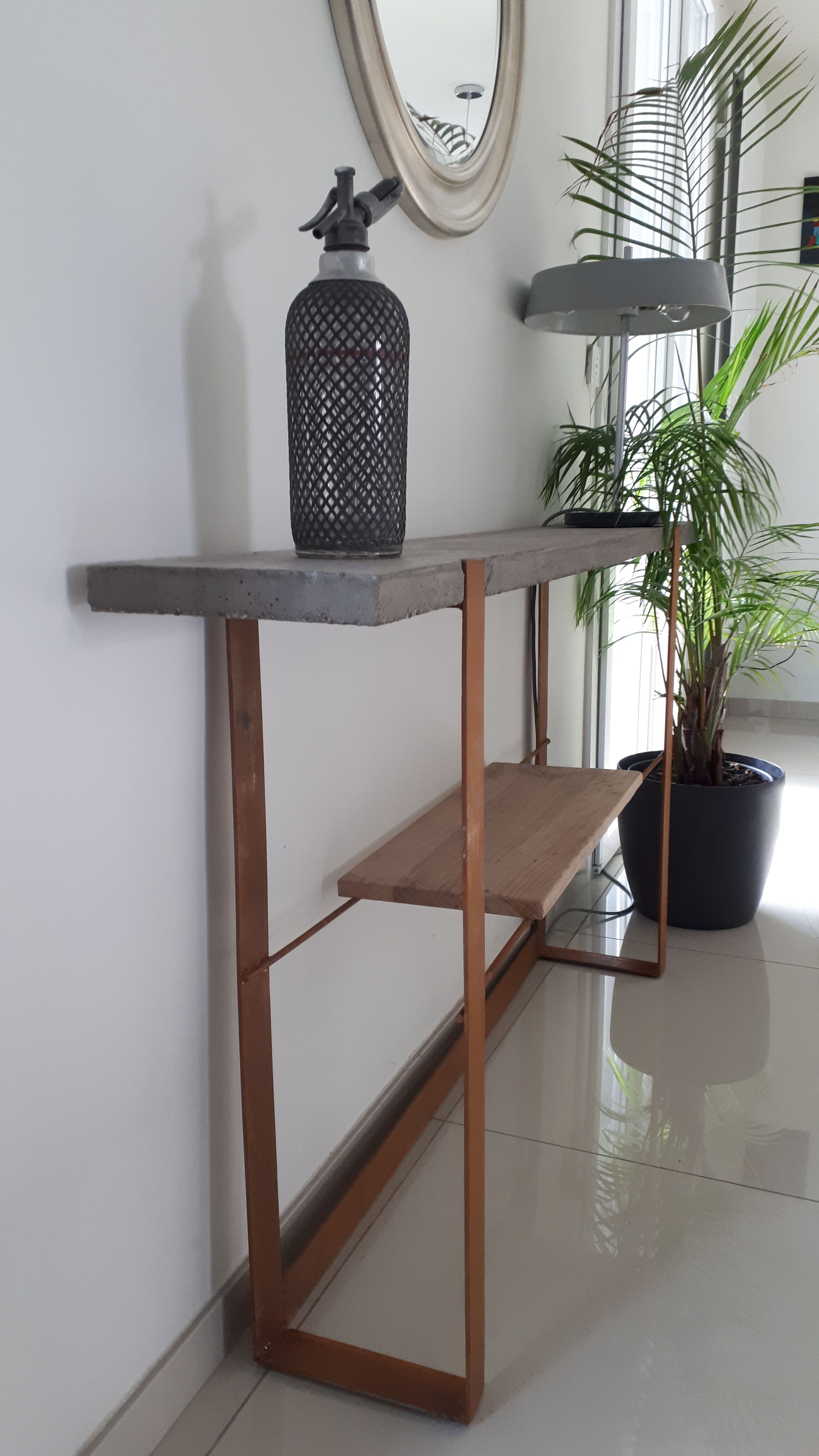 Console design vintage concrete steel corten