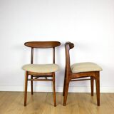 Chaises vintage Hałas beige bouclé - lot de 3