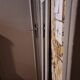 Rectangular mirror in light grey painted wood and beveled glass