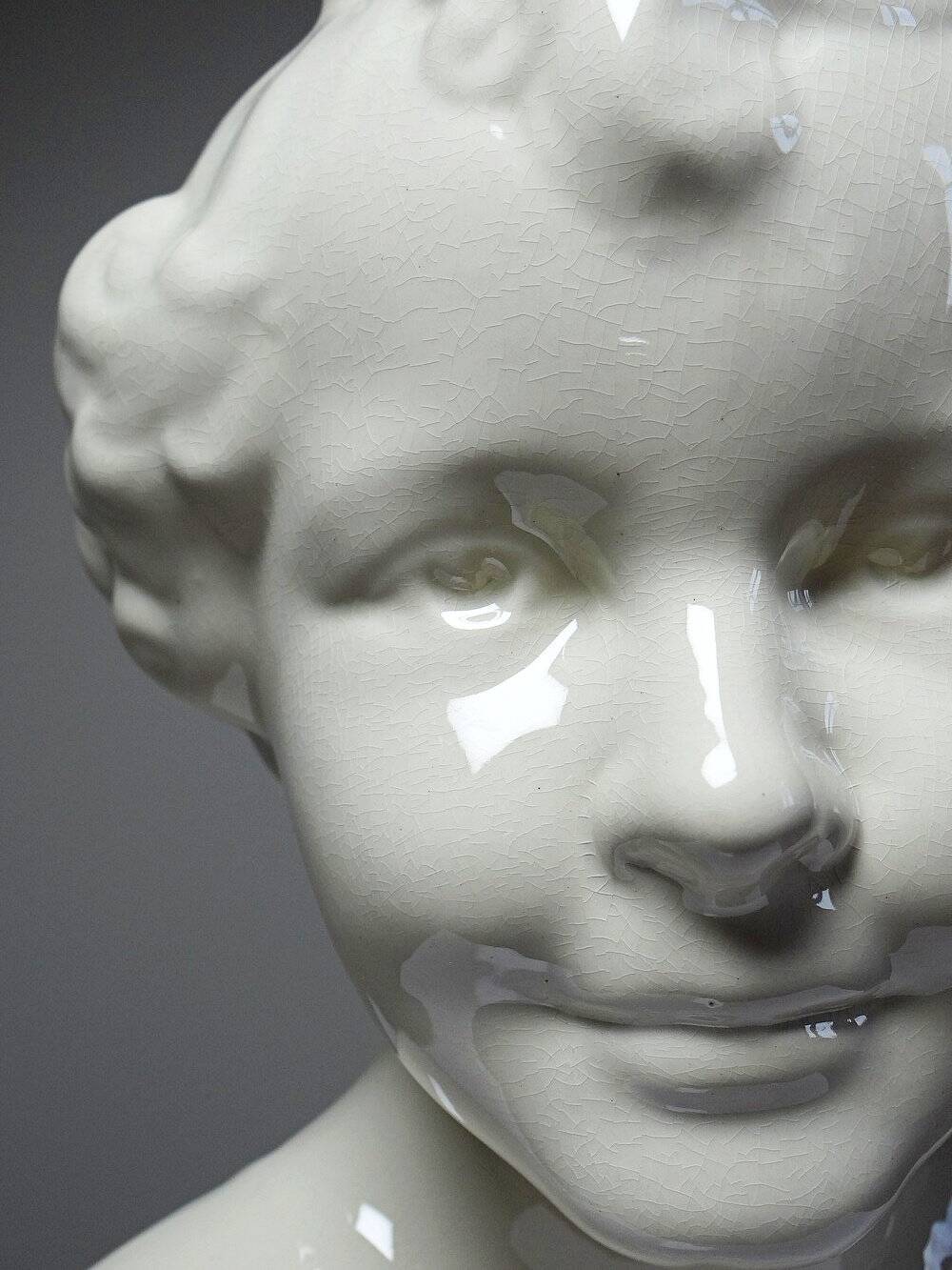 Large Art Deco faience bust from Sarreguemines, early period